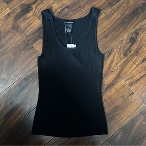 Sutton Studio Black Fitted Ribbed Tank Top